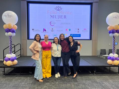 Blanca N. Gacria (middle) and her colleagues at Feliz-Mente Mujer, an event co-hosted by the Grant Halliburton Foundation. The sold-out event, held completely in Spanish, invited HIspanic women to discuss and learn about mental health, self-care, and creating positive relationships. 