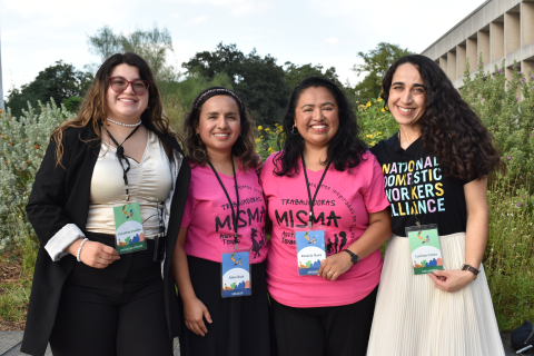 Group photo of Larissa, Geraldine, and two guest speakers.