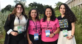 Group photo of Larissa, Geraldine, and two guest speakers.