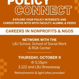 Graphic wth informatiom about the Policy Connect event